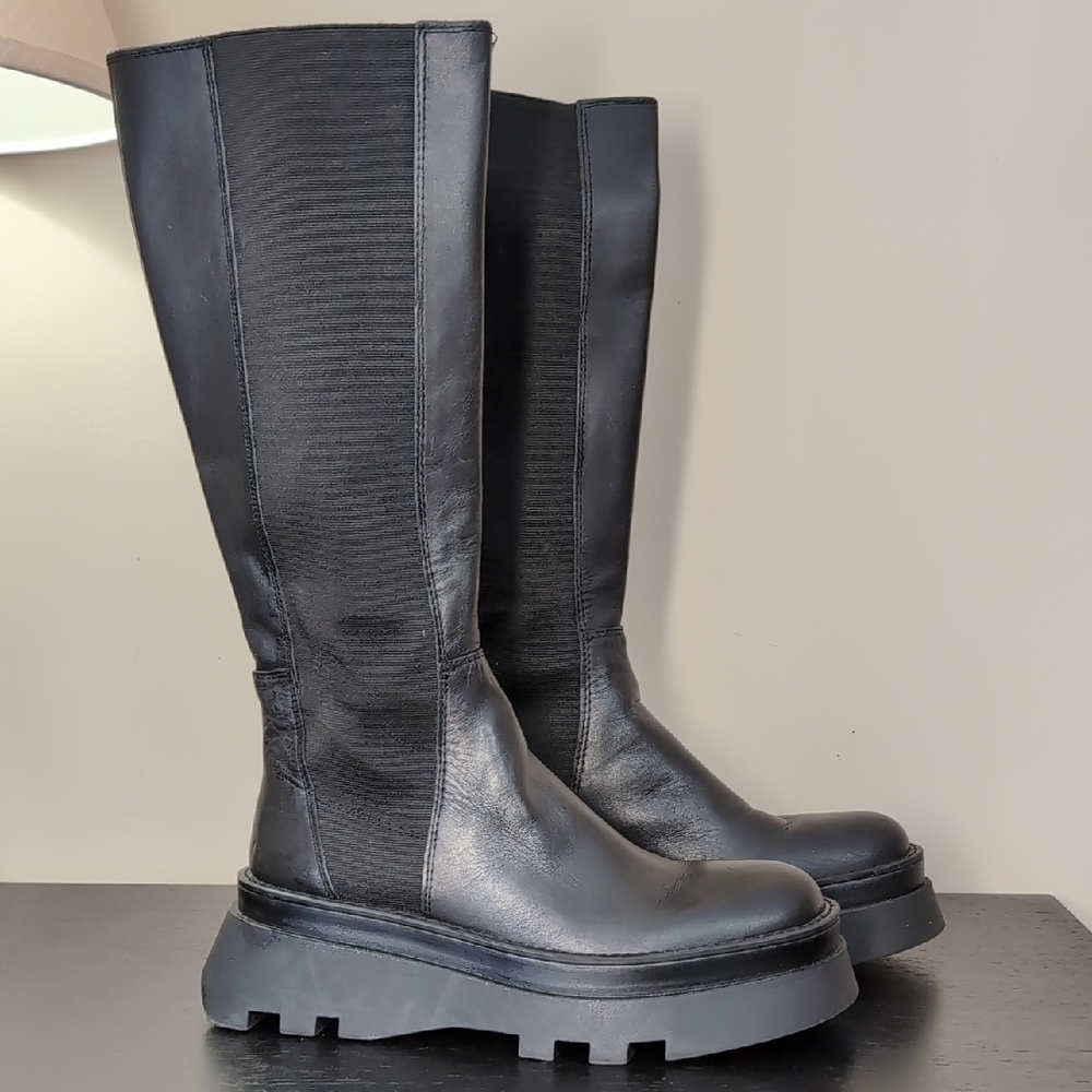 Zara Tall Lug Sole Knee-High Women's Chunky Boots Size 40